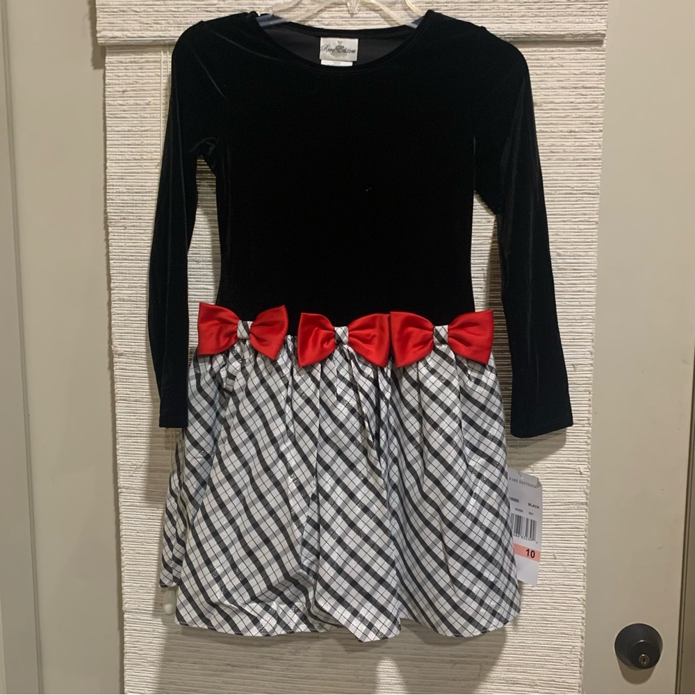 Black, White, and Red Bows Plaid Dress